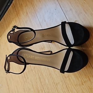 Stuart Weitzman Nudistcurve Hollywood Ankle-Strap Platform Sandals - Size 8